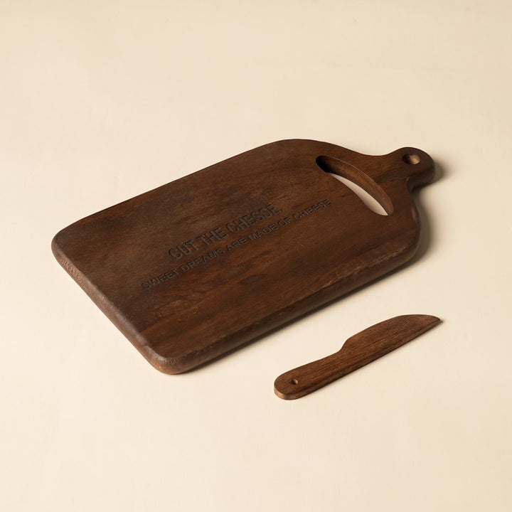 Mini mango wood cheese board with knife