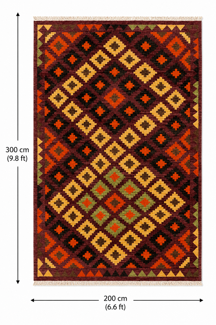 Multicolour Stripe Handwoven Wool Kilim Rug