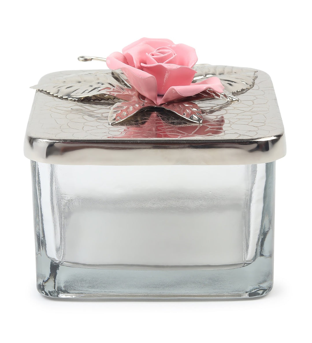 Petal Eclat Square Storage Box with Floral Bloom Accent Pink view 6