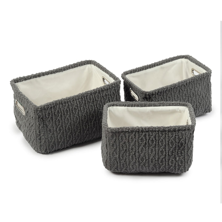 Expobazaar Warm Whirl Ash Grey Basket Set Of 3