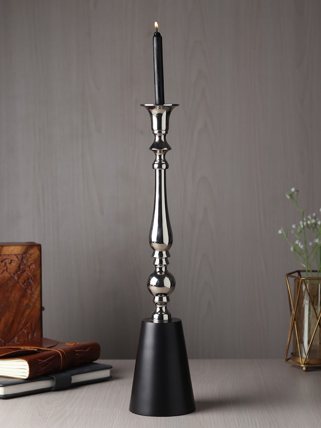 Expobazaar Valora Silver Candle Holder Large