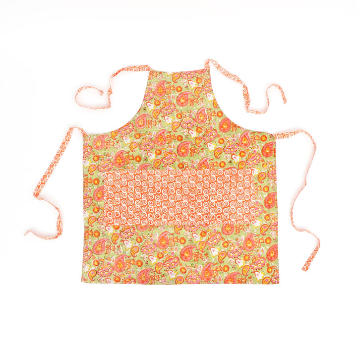 Hand Block Cotton Kitchen Apron Set, Paisley Multi, view 2