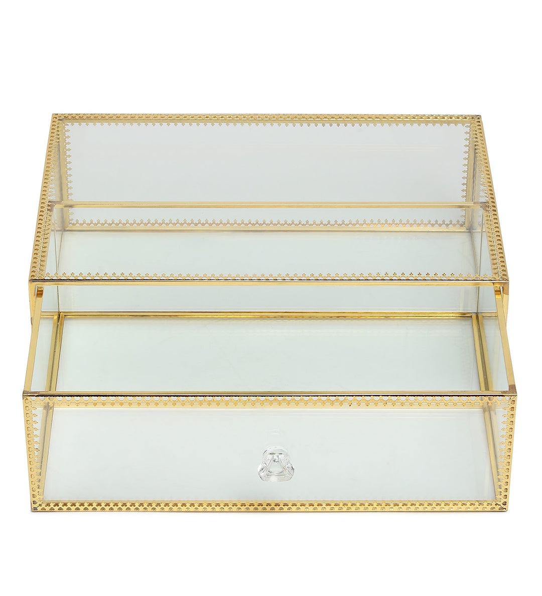 Arden Glass and Metal Jewellery Box with Drawer view 7