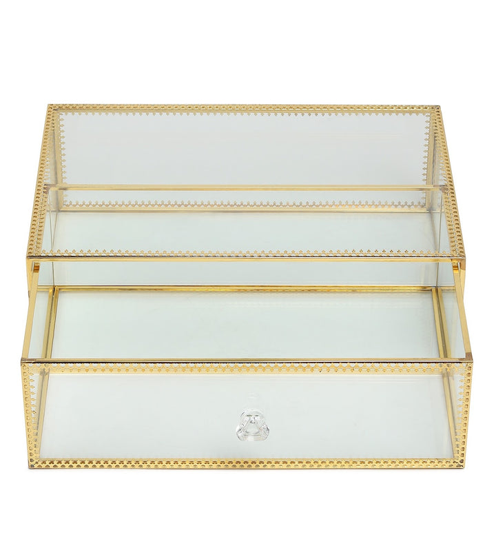 Arden Glass and Metal Jewellery Box with Drawer view 7