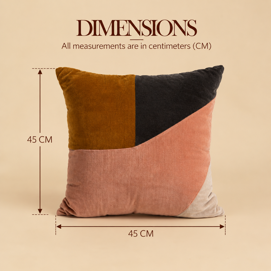 Colour Block Cotton Velvet Cushion