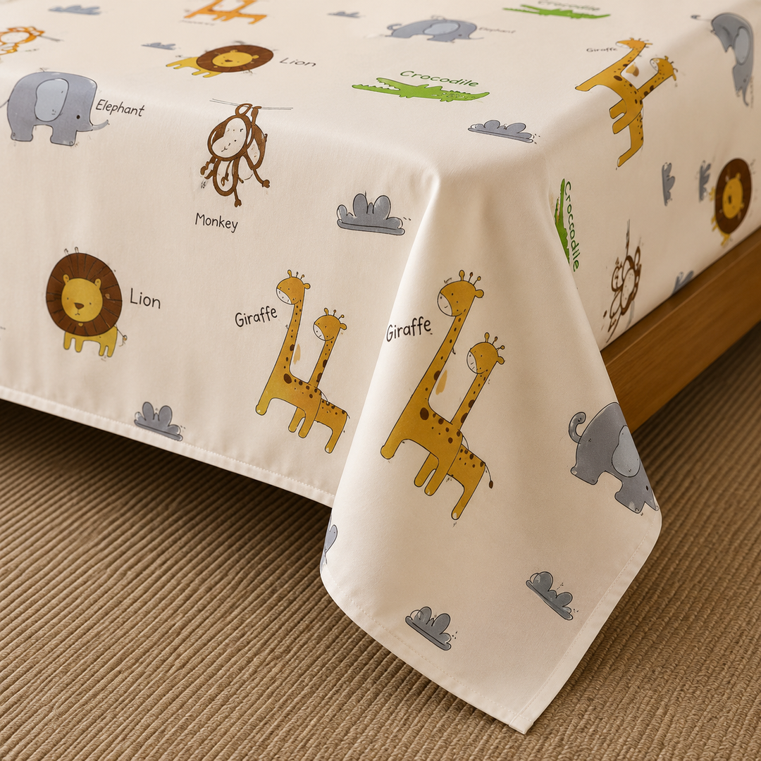 Kids Vibrant Animal Print Bedsheet