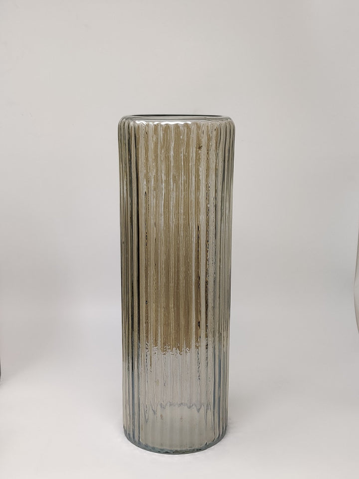 Expobazaar Smoke Glaze Clear Finish Glass Vase