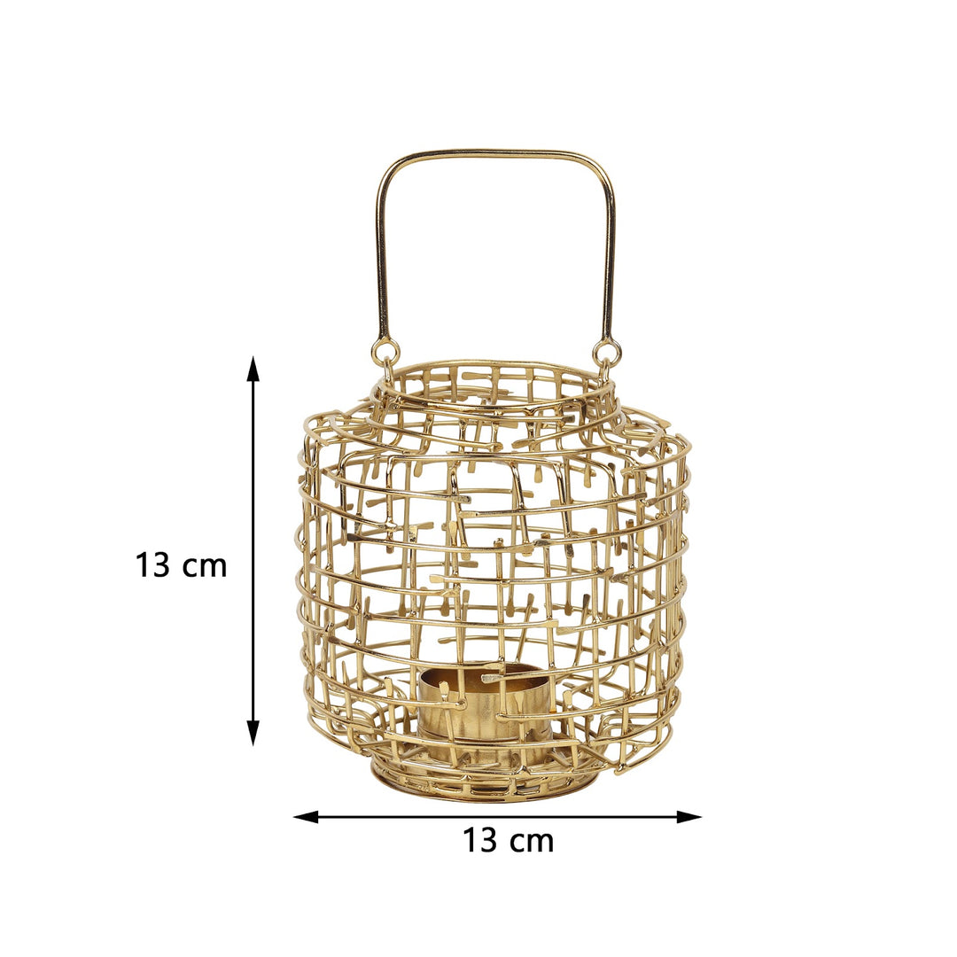 Expobazaar Basketweave Gold Tea Light Holder