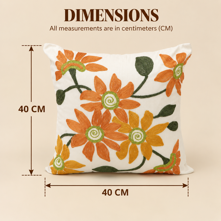 Floral Embroidered Poly Dupion Cushion Cover, View 5