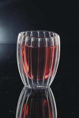 Ribbed Double Wall Coffee Glass in double-wall glass, 350 ml