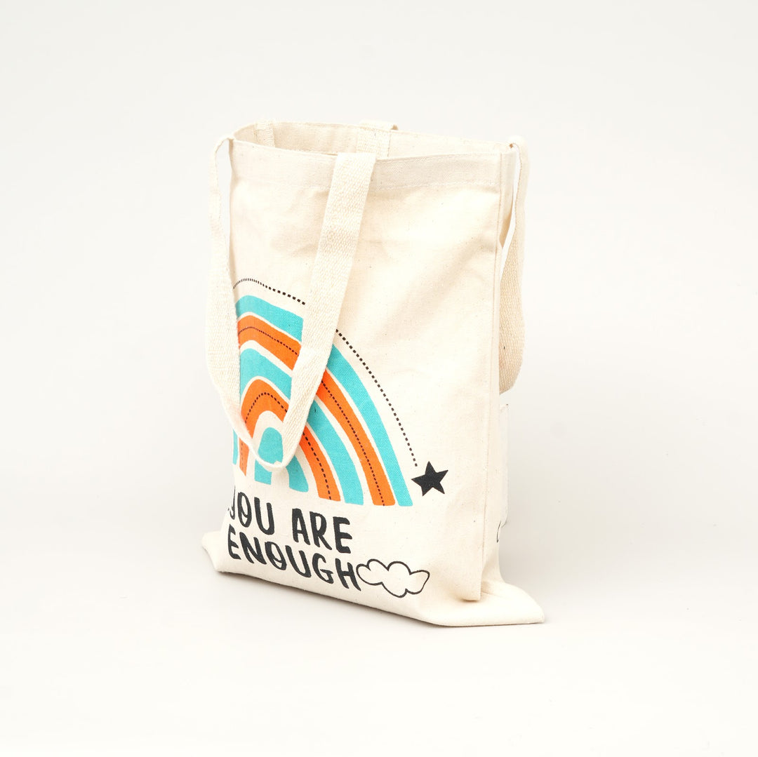 You Are Enough Print Canvas Tote Bag, View 4