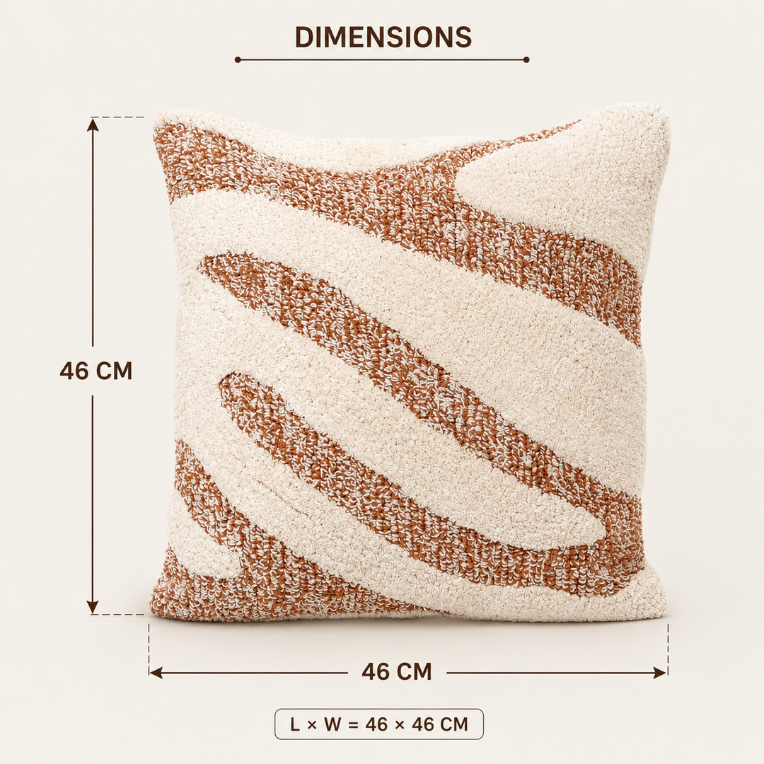 Mojave Wave Cotton Cushion in beige and brown