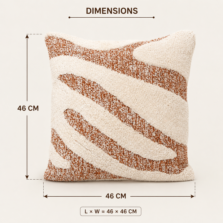 Mojave Wave Cotton Cushion in beige and brown