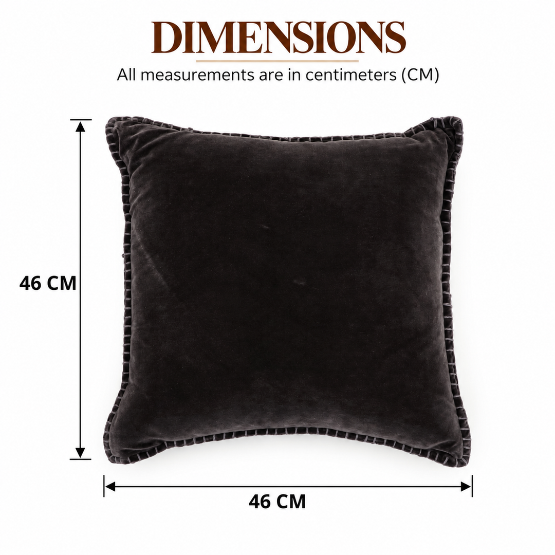 Charcoal Velvet Blanket Stitch Cushion, View 4