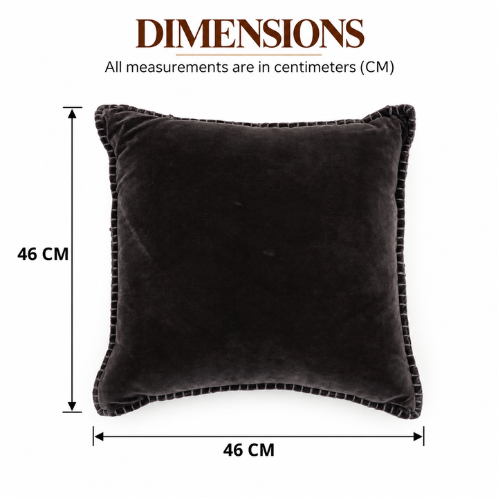 Charcoal Velvet Blanket Stitch Cushion, View 4
