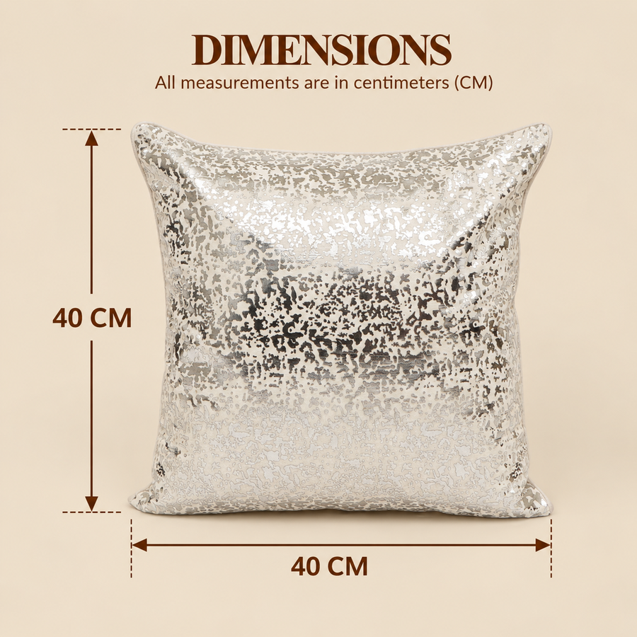 Silver Foil Print Cotton Slub Cushion Cover