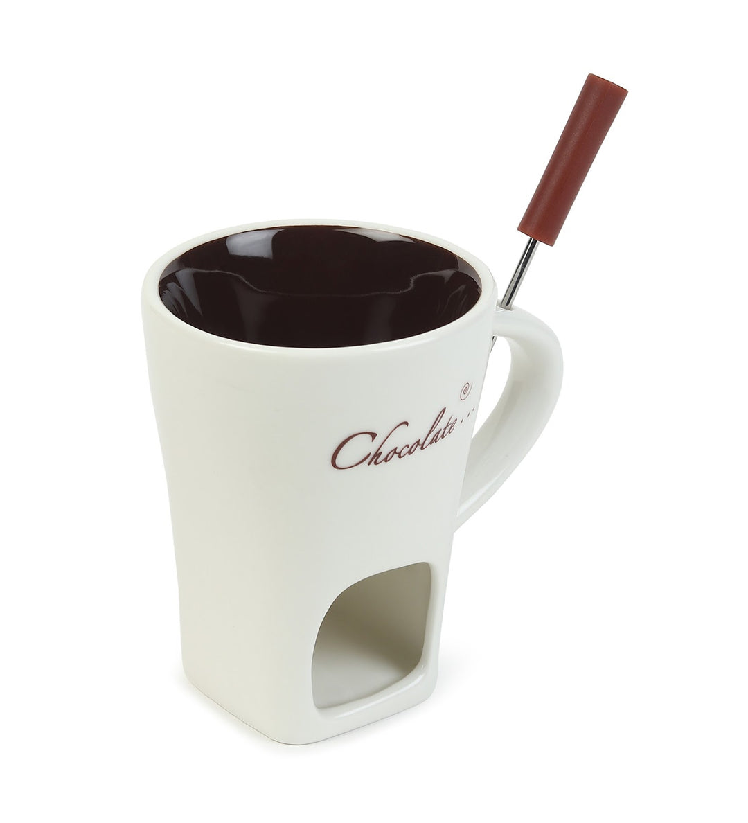 Choc Affair Ceramic Chocolate Fondue Cup with Candle Warmer White view 3