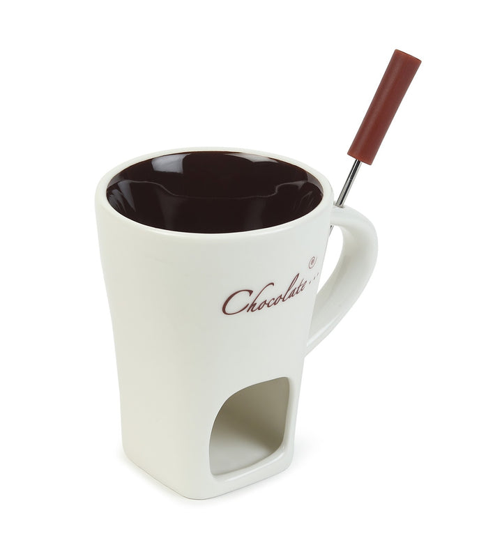 Choc Affair Ceramic Chocolate Fondue Cup with Candle Warmer White view 3