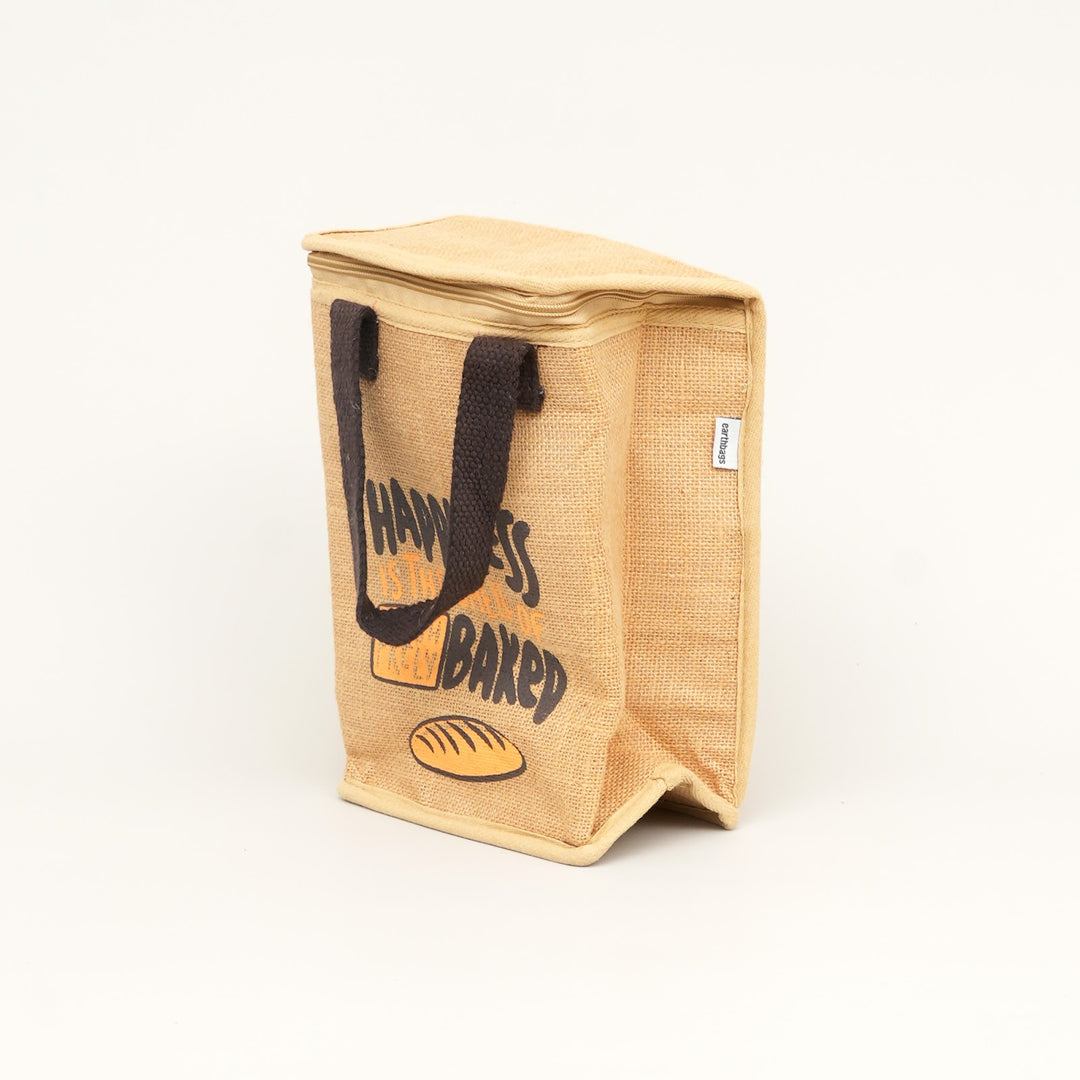 Insulated Jute Lunch Bag, Freshly Baked Print, View 3