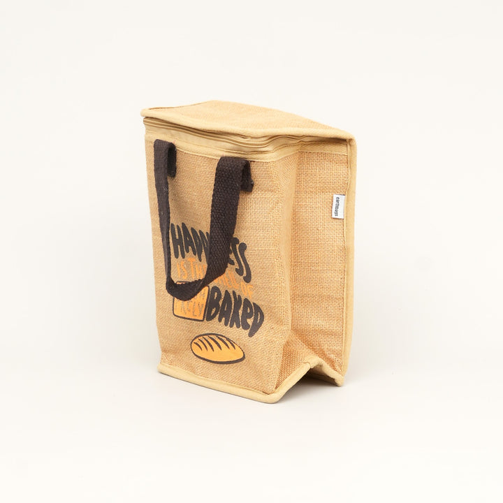 Insulated Jute Lunch Bag, Freshly Baked Print, View 3