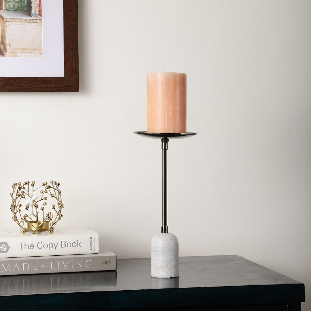 Expobazaar Marble Pillar Candle Large Stand In Black