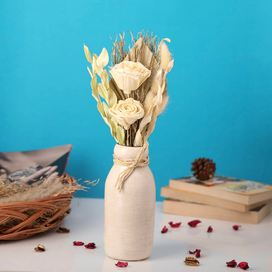 Expobazaar Lea Dried Yellow Ceramic Artificial Flower