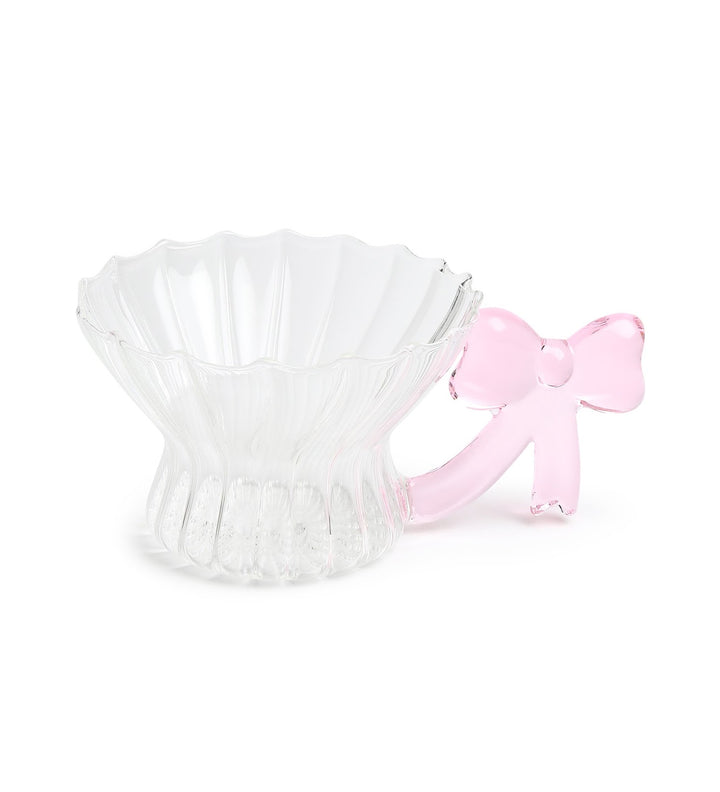 Cleo Spiral Glass Cup with Pink Bow Handle view 4