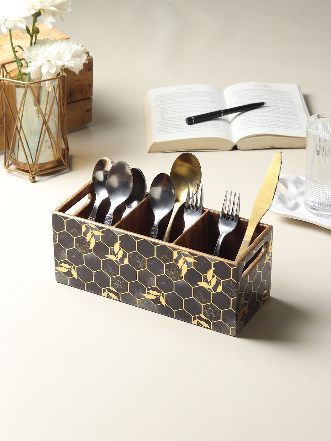 Expobazaar Gilded Hive Cutlery holder
