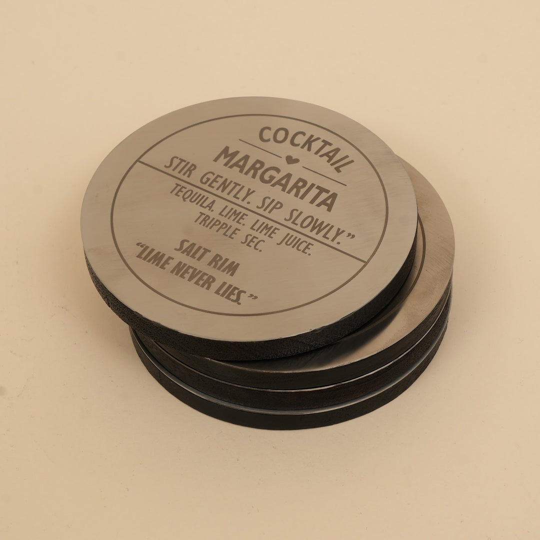 Metal and wood cocktail coasters
