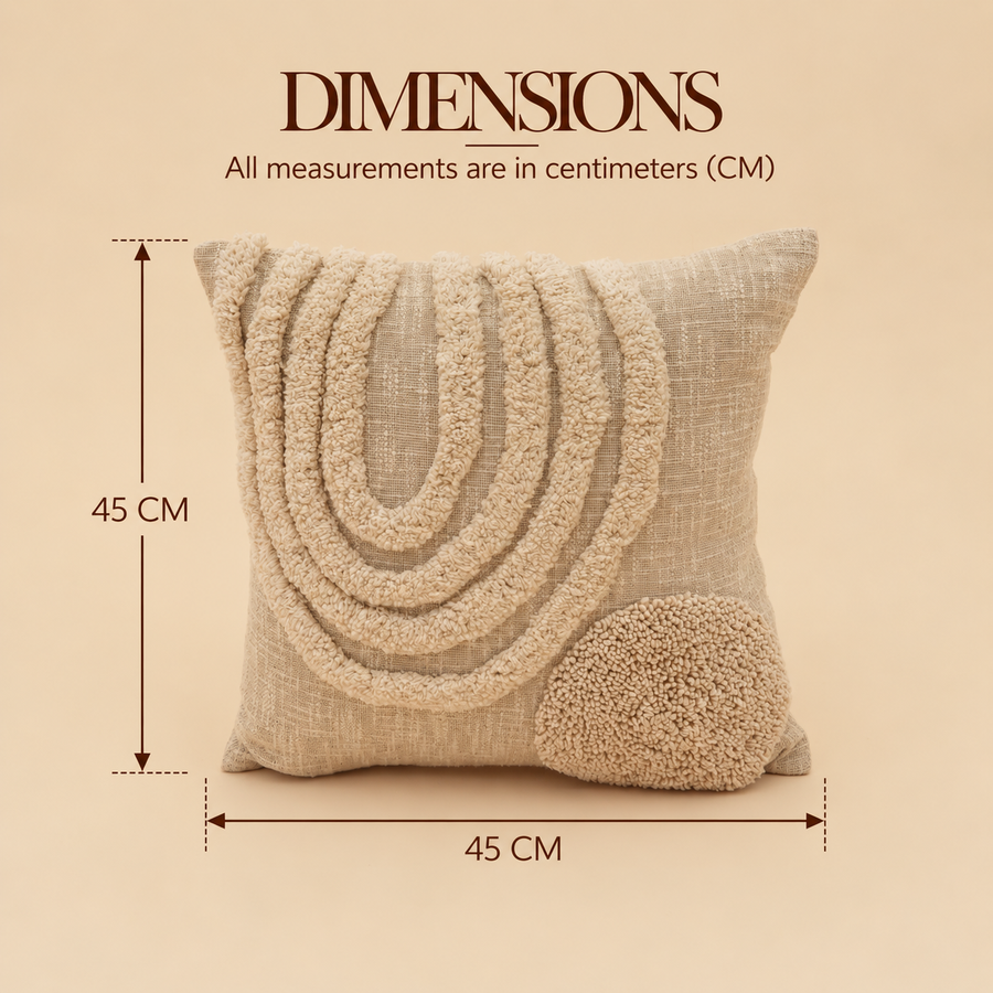 Natural Geometric Tufted Cotton Cushion