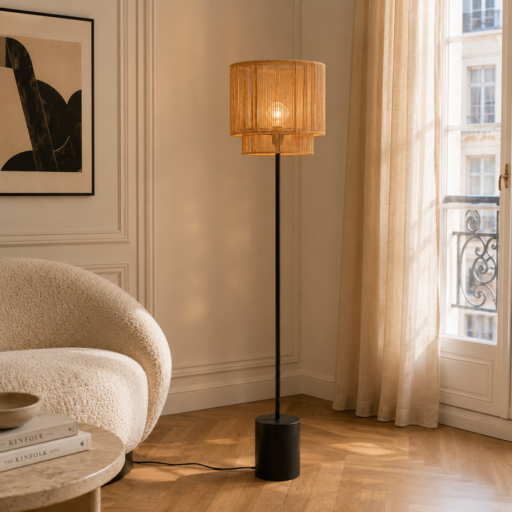 Rope & Iron Floor Lamp for Living Room