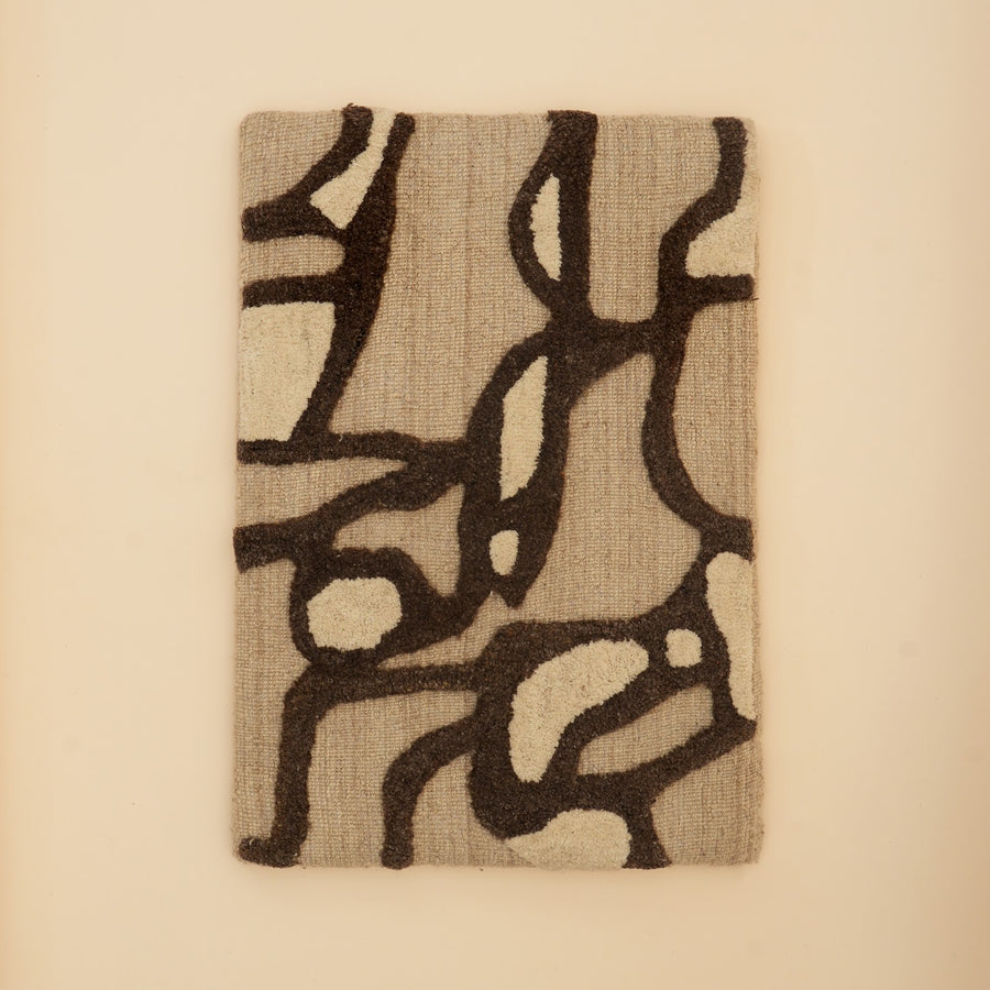 Abstract Tufted Wool Wall Art, Brown, View 3