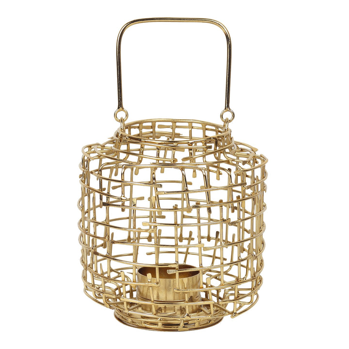 Expobazaar Basketweave Gold Tea Light Holder