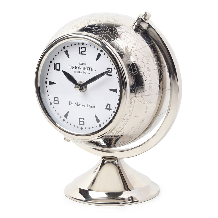 Expobazaar The Etched World Table Clock in Silver