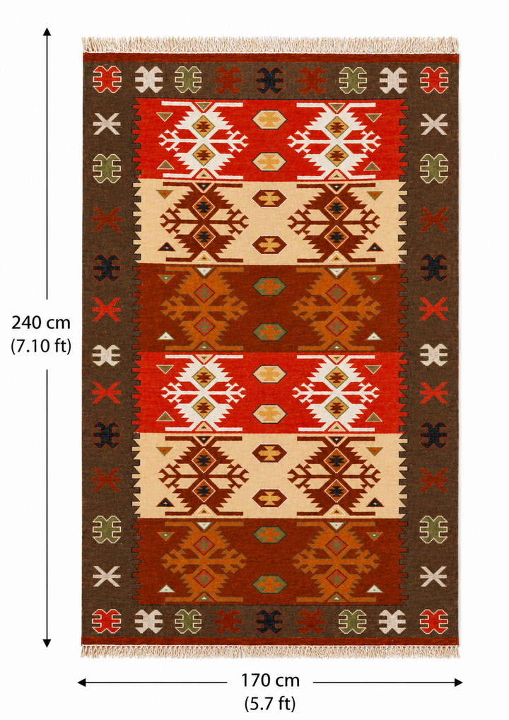 Vintage Muted Handwoven Wool Kilim Rug