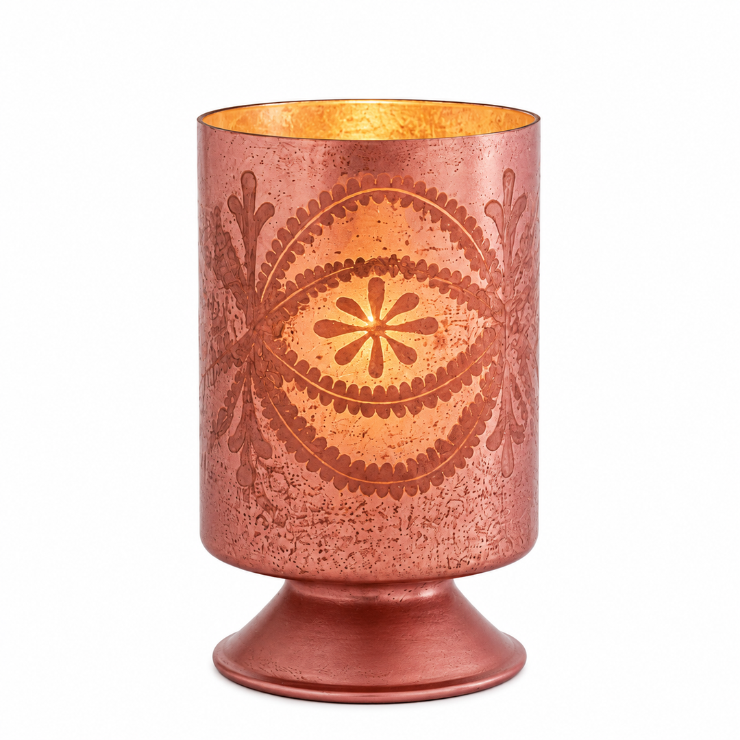 Glass Hurricane Lamp, Lavender