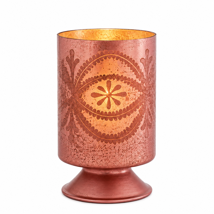 Glass Hurricane Lamp, Lavender