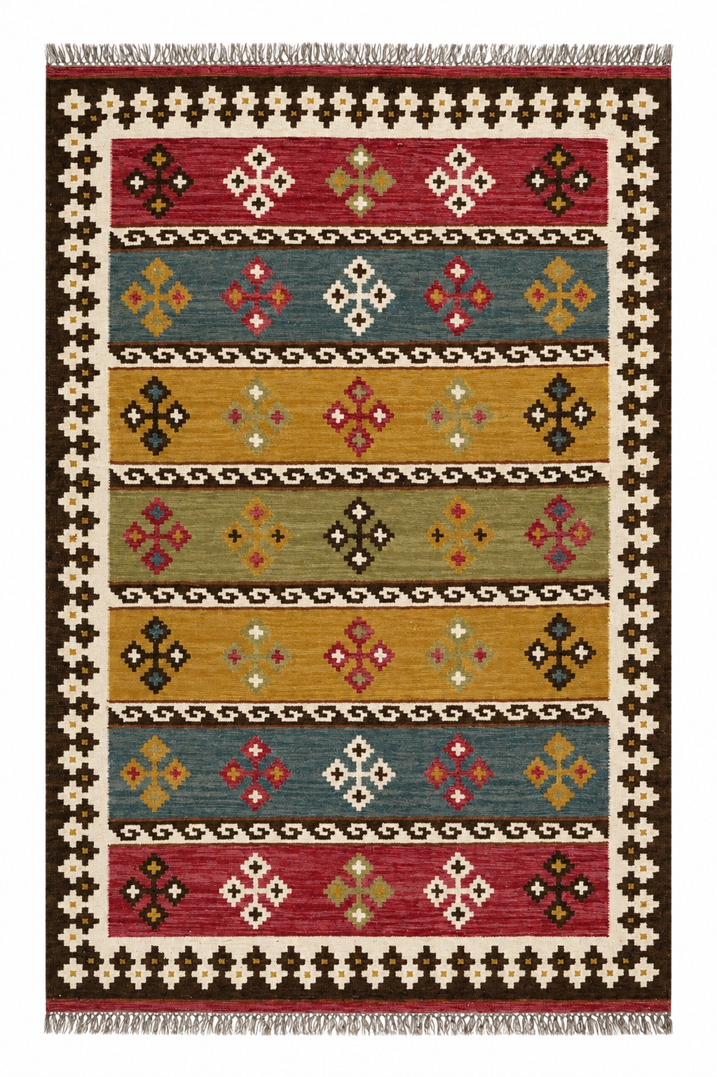 Red Tribal handwoven wool kilim rug by Expobazaar