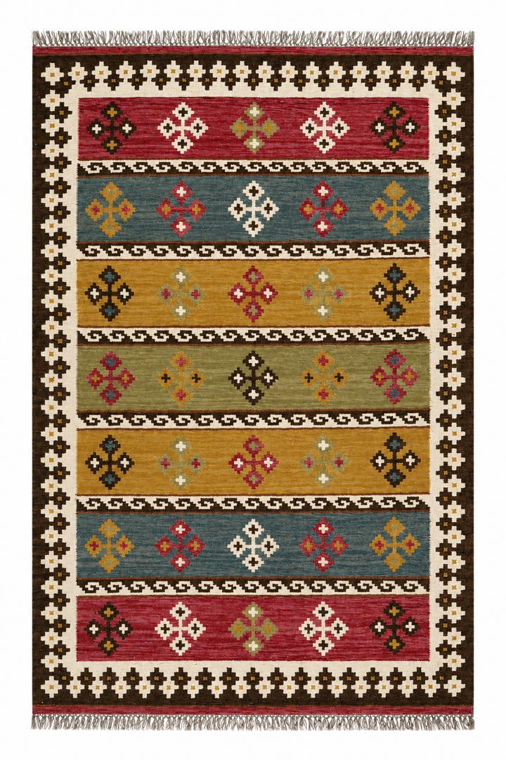 Red Tribal handwoven wool kilim rug by Expobazaar