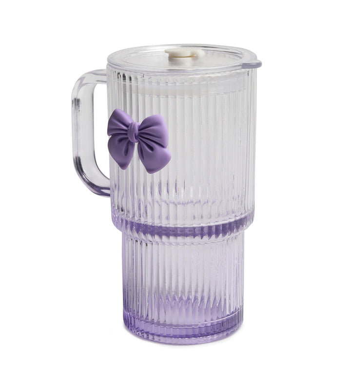 Ribbonette Fluted Glass Tumbler with Ribbon Detail Purple view 5