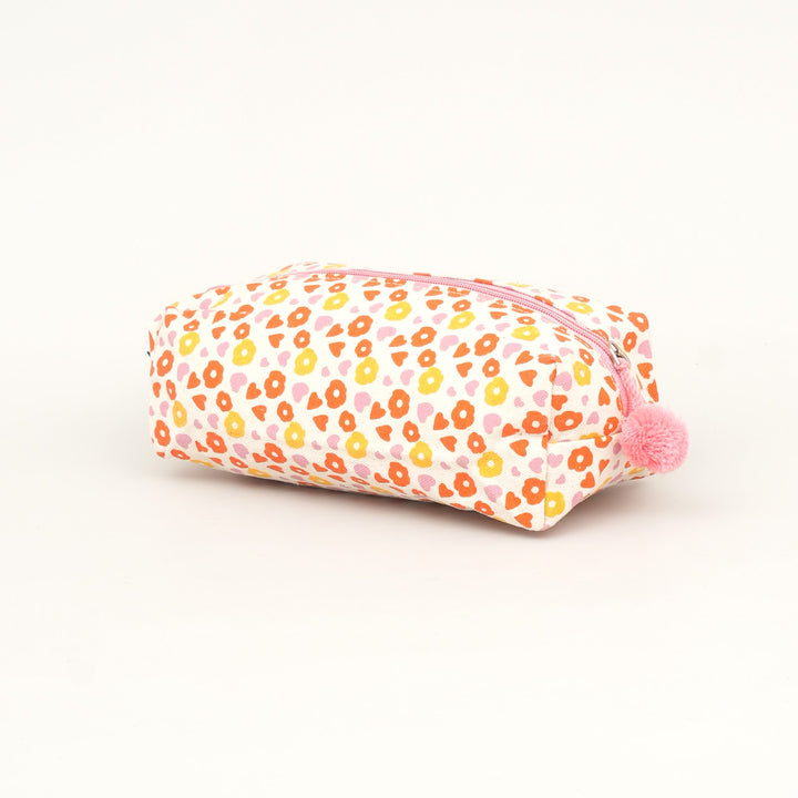 Floral Print Fluffy Pouch with Pom Pom, View 2