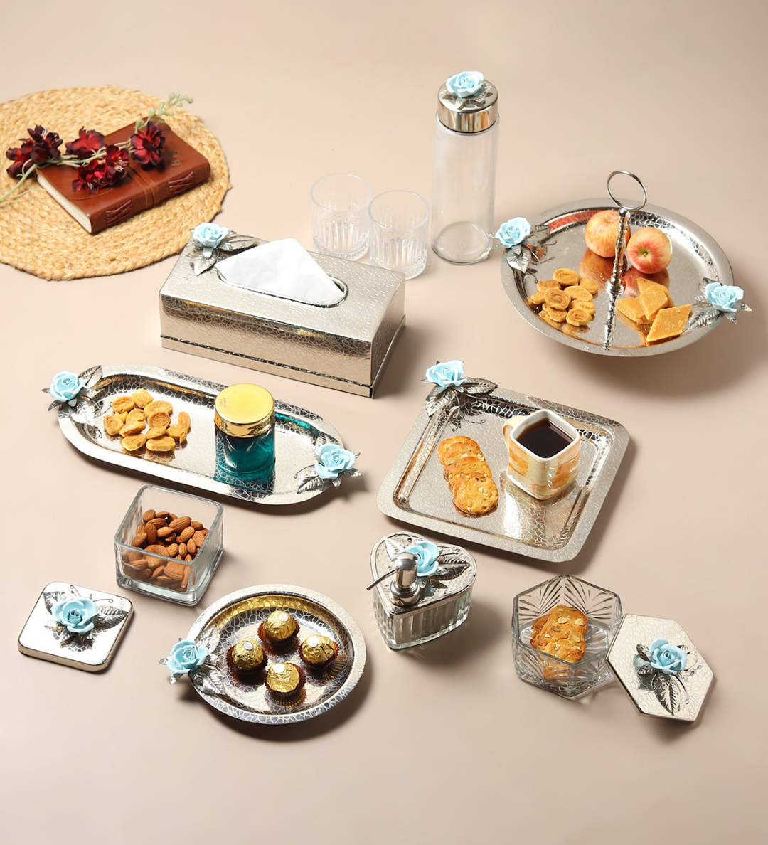 Petal Eclat Oval Stainless Steel Serving Tray Blue view 8