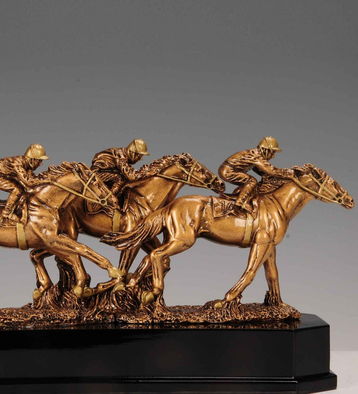 Expobazaar Galloping Horse Racing Resin Sculpture for Luxury Decor