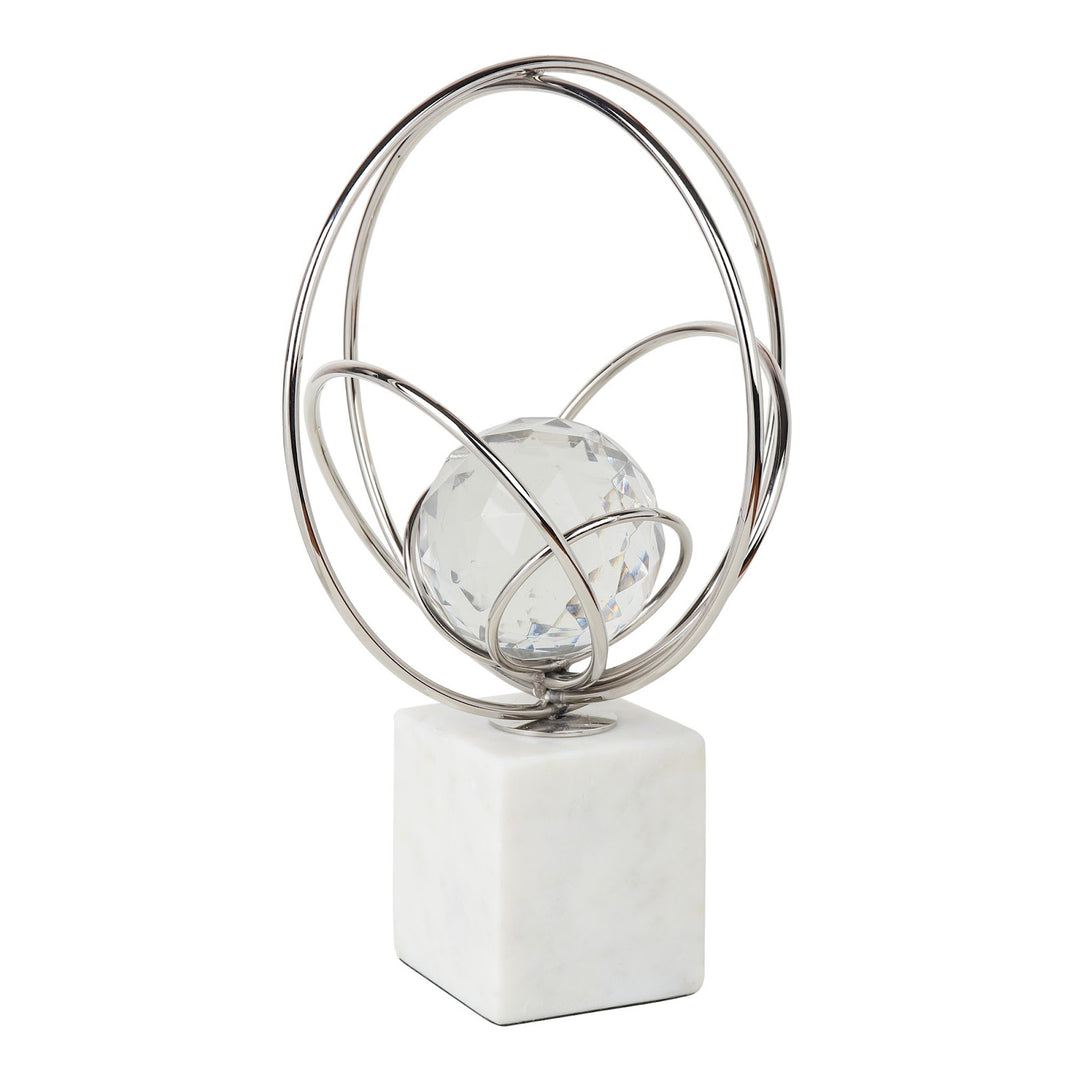 Expobazaar Elysian Silver Rings Crystal Ball Sculpture