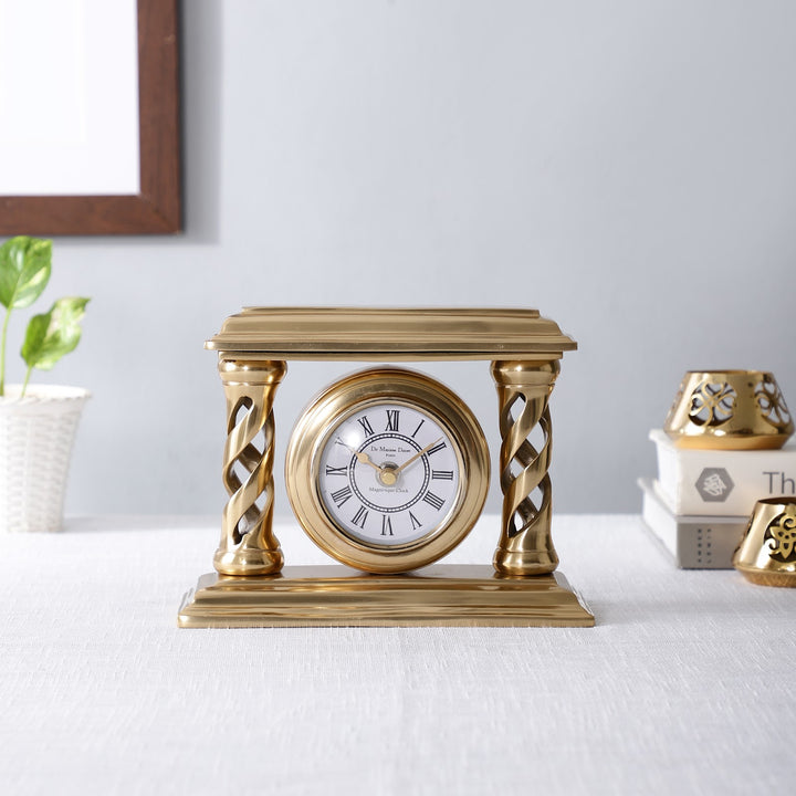 Expobazaar Gold Square Table Velor Table Clock