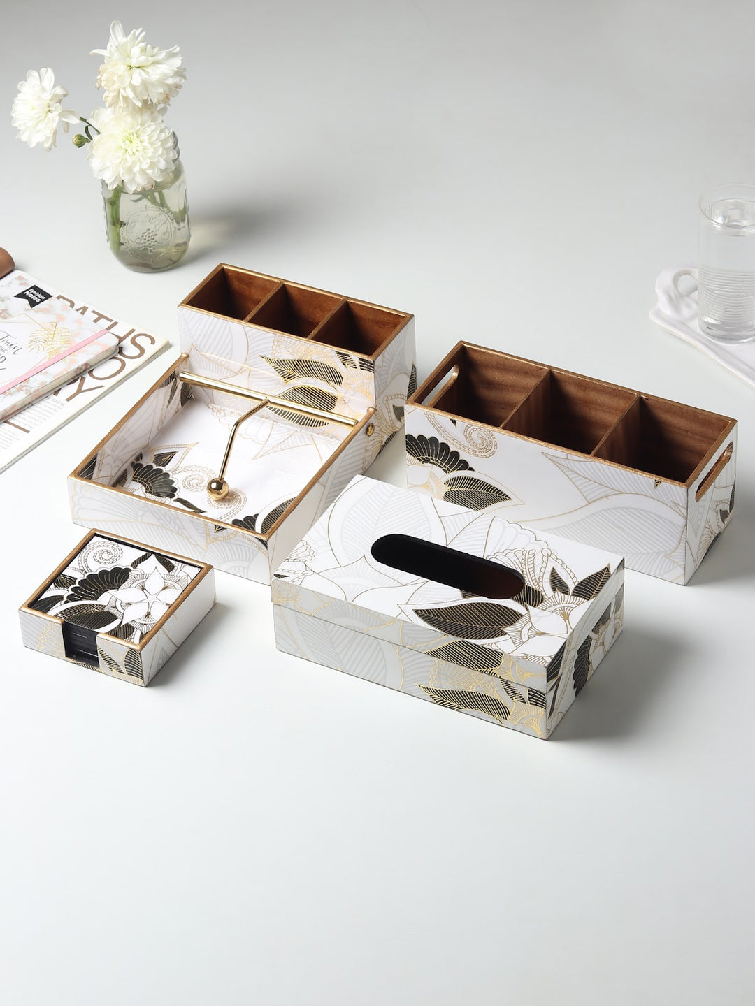 Expobazaar Ivory Noir Bloom Cutlery holder