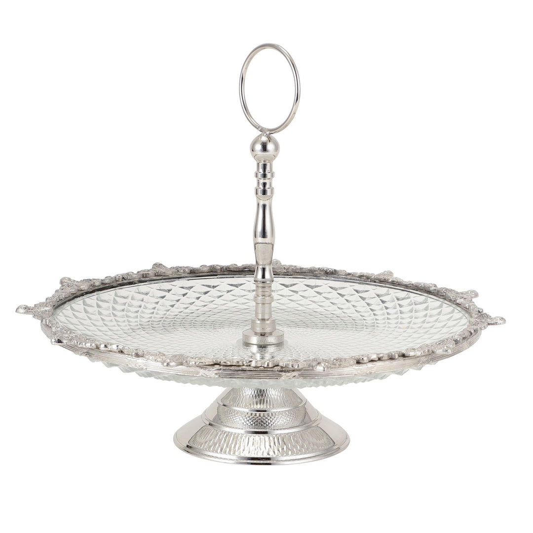 Expobazaar Crystal Spike Cake Stand In Silver