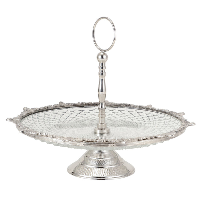 Expobazaar Crystal Spike Cake Stand In Silver
