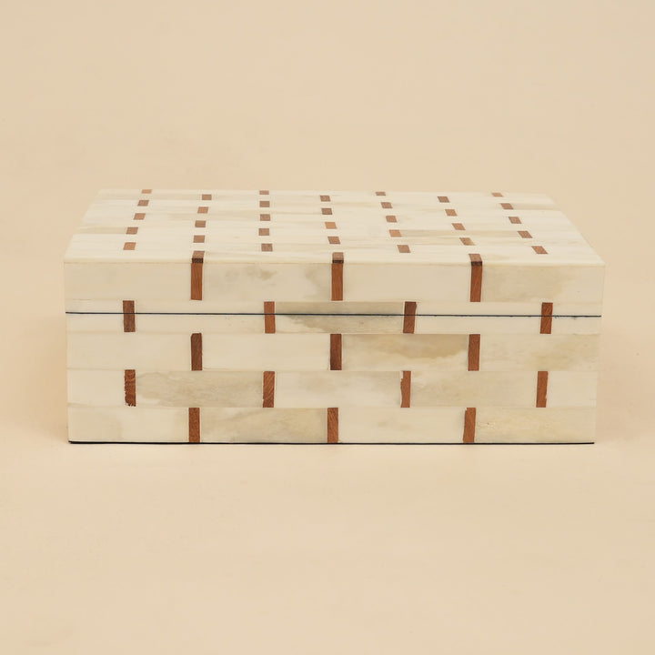 Brick Pattern Inlay Box Set of 2 handcrafted in India
