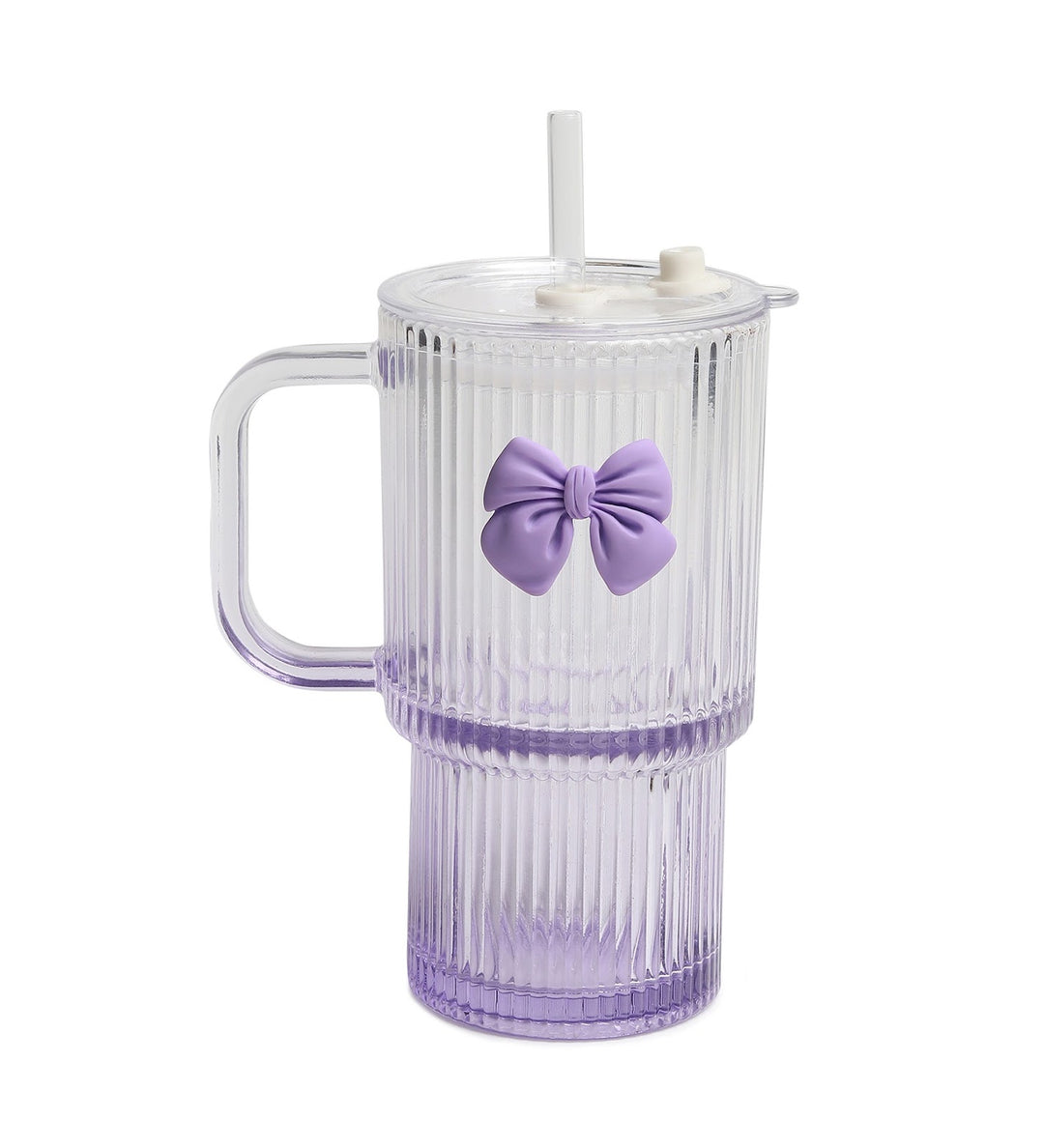 Ribbonette Fluted Glass Tumbler with Ribbon Detail Purple view 4